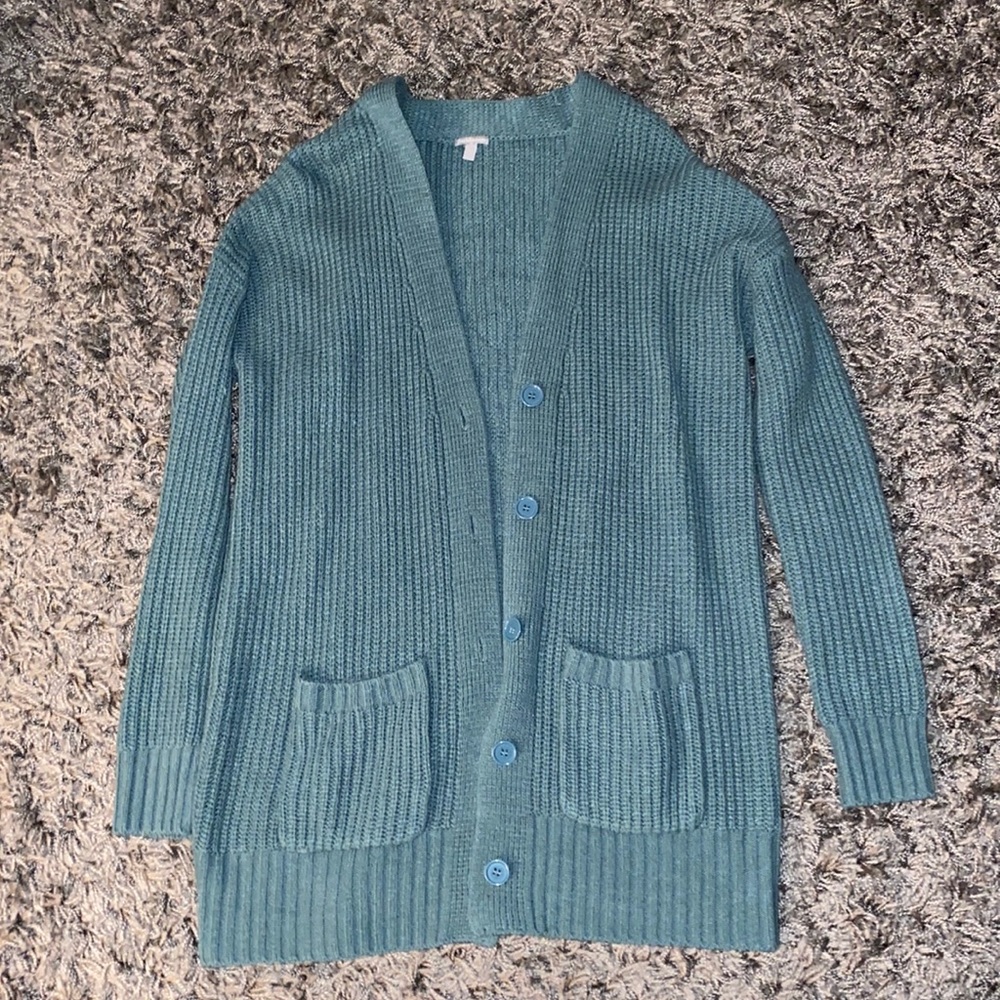 Charlotte Russe Knit Teal Cardigan
